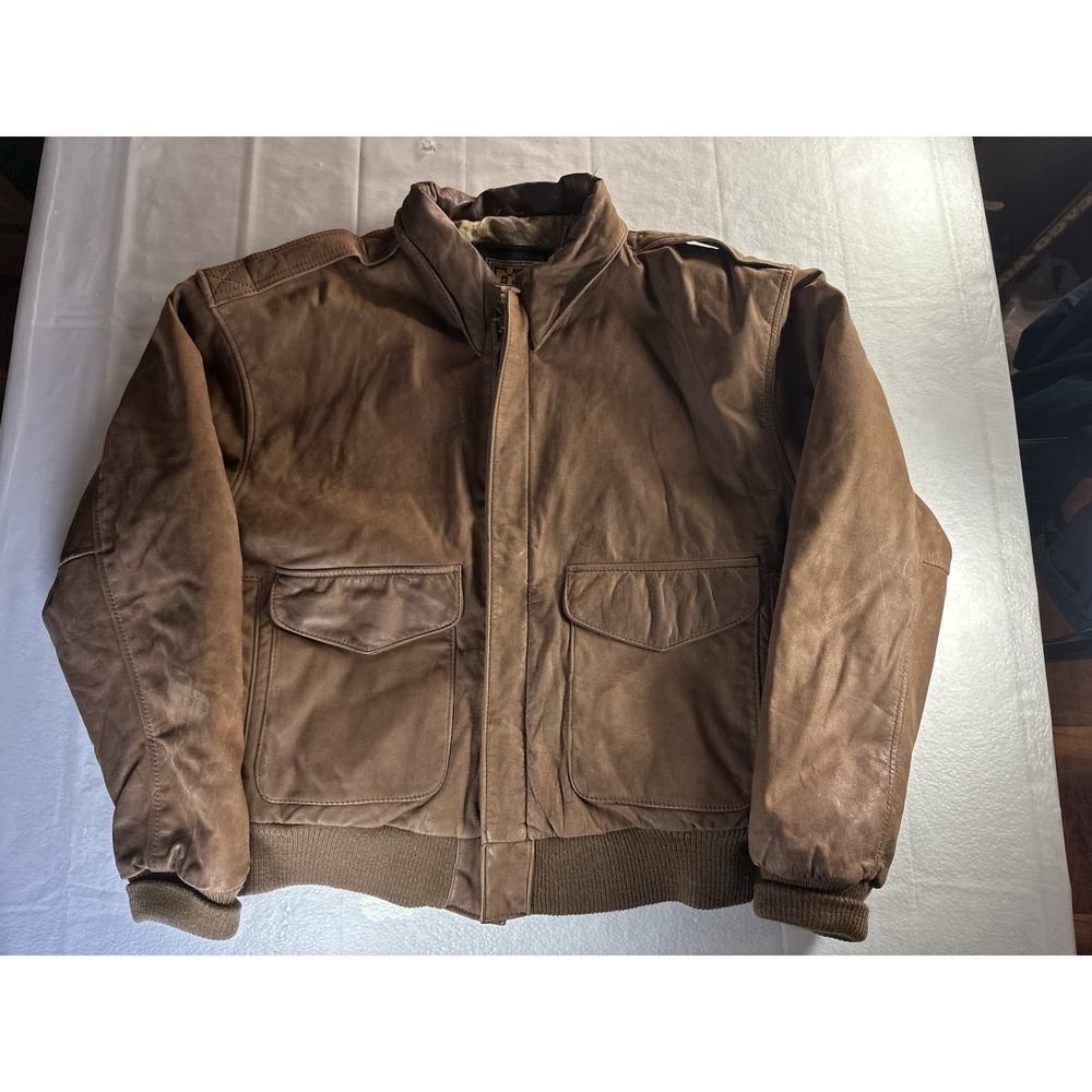 Vintage G III Leather Flight Jacket Mens Small Brown Pilot Bomber Coat USA